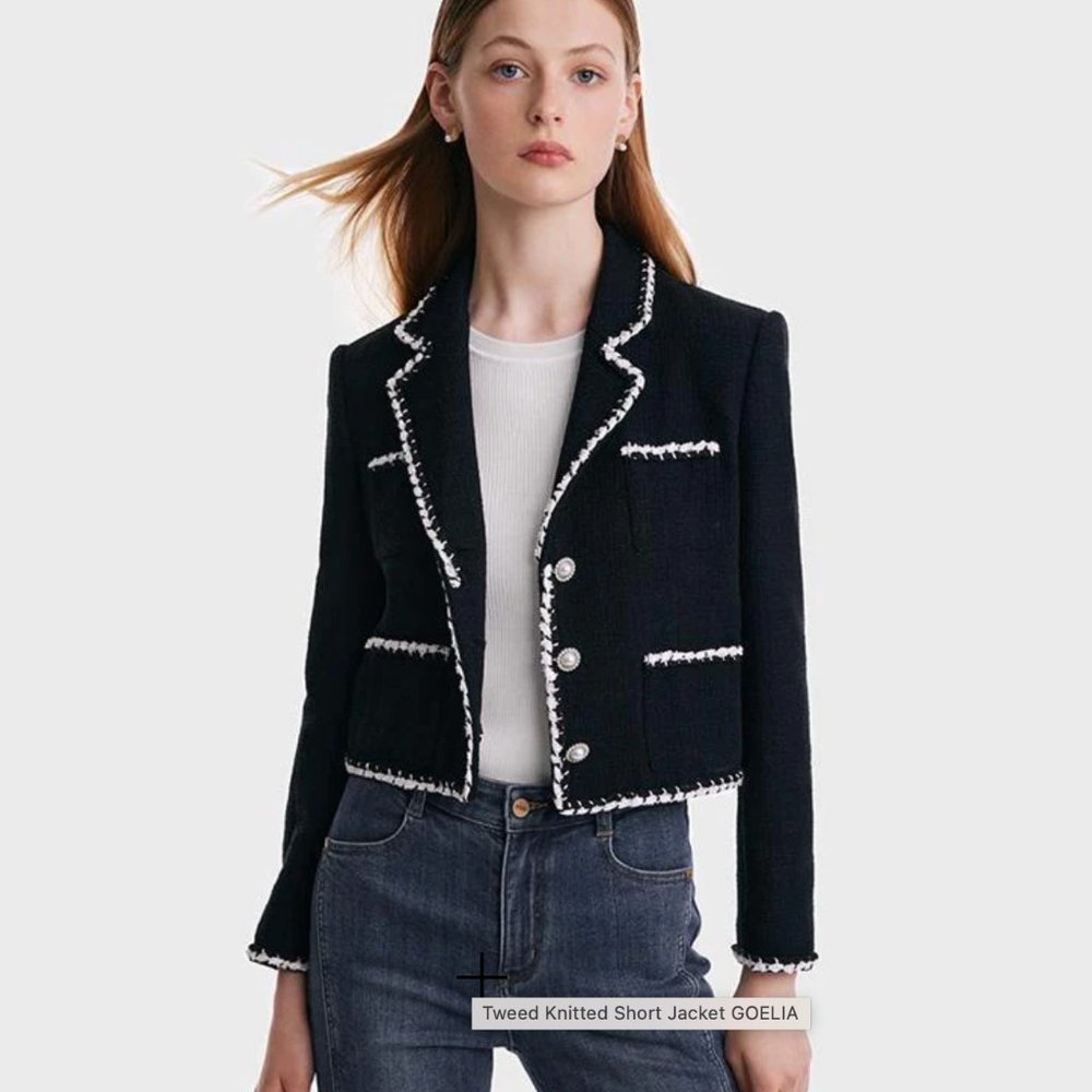 Goelia Tweed Knitted Short Jacket, Size M